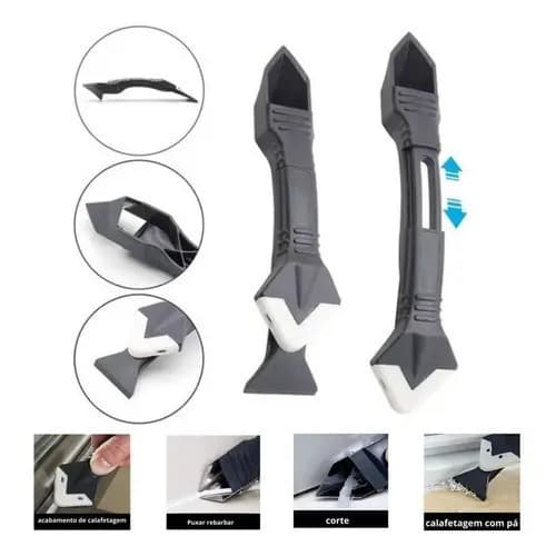 Kit 2 Espátula Removedora e Aplicadora De Silicone Calafetagem Rebarba Rejunte Piso Parede Pedreiro