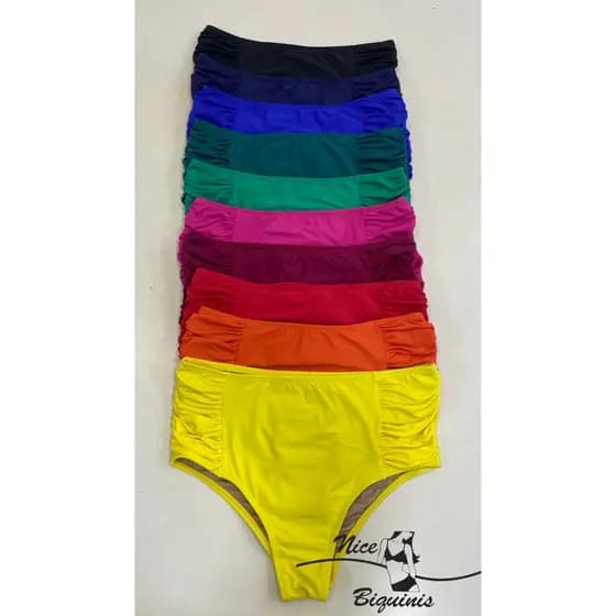 Calcinha de biquíni alta drapeado lateral - plus size