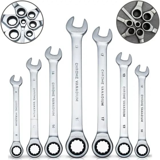 Kit Jogo De Chave Combinada Com Catraca Boca Estrela Profissional 8-19mm 7 Peças