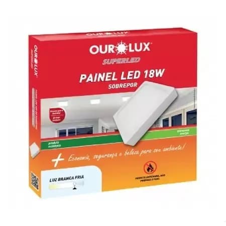 PLAFON LED SOBREPOR 18W BIV 6500K QUADRADO OUROLUX
