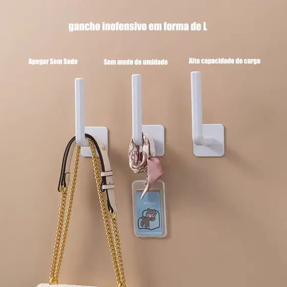 plástico Gancho em L Sem perfuração Viscose Prateleira cozinha Pendurar resistentes Sem furos Não machuque parede