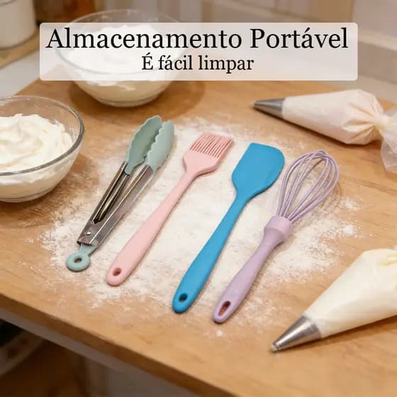 Kit de Cozinha 4 Peças Utensílios Jogo Essenciais para sua Casa Durável Fácil de Limpar e Guardar Resistente e Durável