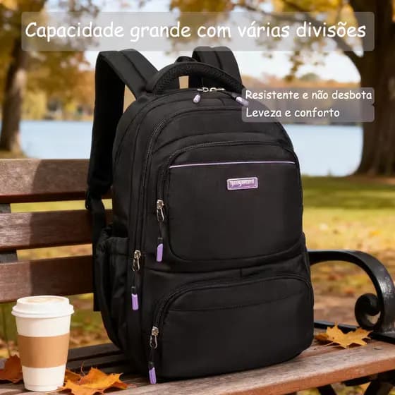 Mochila Grande Capacidade Unissex no Estilo Moda Casual Espaçosa Ideal para Uso Escolar e Viagens de Estudantes