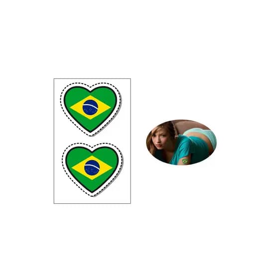 Tatuagem temporária seleção patriota Brasil coração