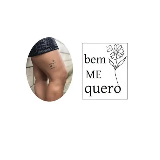 Tatuagem temporária frase Bem me quero girasol