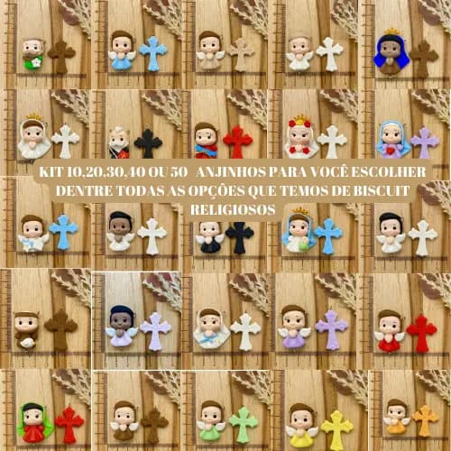 Kit Entremeios de Biscuit Religioso + Cruz – Monte seu Kit Personalizado Lembrancinhas Comunhão Crisma Religioso