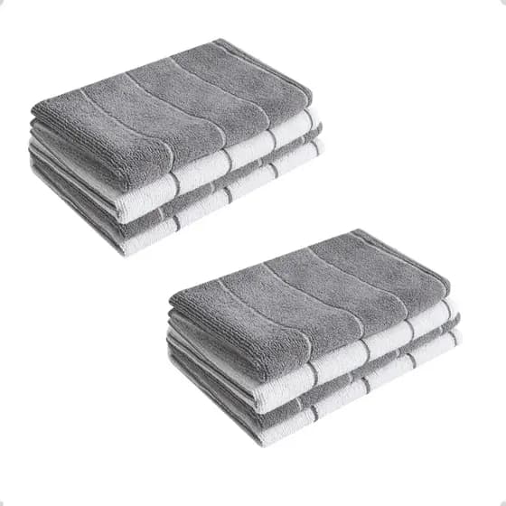 Pano de Chão Microfibra Grande 80x50 Kit 2un Branco/Cinza Celeste Alta Absorção Para Limpeza Pesada
