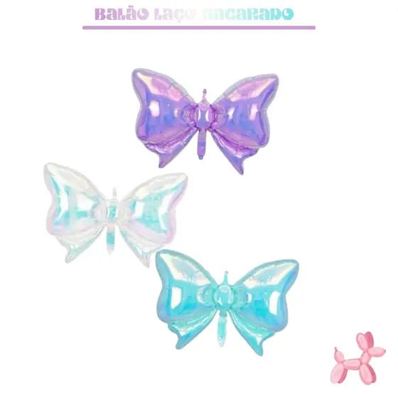 Kit Misto Balão Nacarado Laço Grande 73cm Festa Decoração Aniversário Enfeite