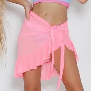Canga Curta Saida de Praia Saia Parêo de Amarrar babado envio imediato