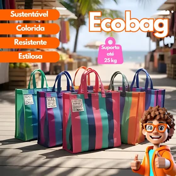 Bolsa Sacola de Nylon Ecobag Reutilizável Personalizada – Sustentável, Colorida, Resistente e Estilosa!