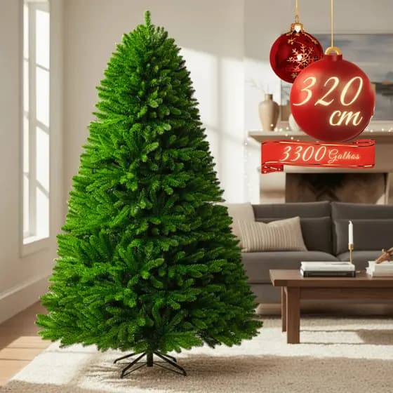Arvore De Natal 320cm 3300 Galhos Luxo Cheia Gorda Decoração Premium Canadense Cheia