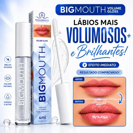Gloss Labial Big Mouth PhálleBeauty Incolor 4ml Efeito Volume Brilho Intenso