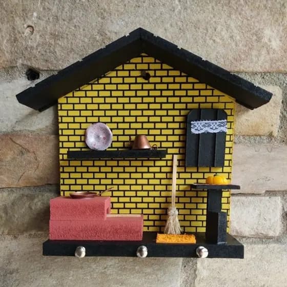 Porta Chaves Casinha M em madeira mdf de parede artesanal suporte