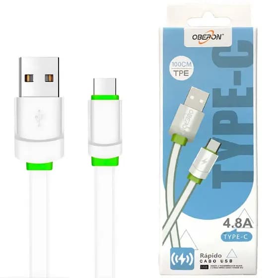 Cabo Turbo Carregamento Usb Tipo C Resistente Nylon Trancado