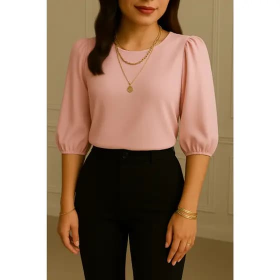 Blusa Feminina Manga 3/4 com Caimento Perfeito – Estilo Blogueira, Tecido Fresco e Muito Conforto