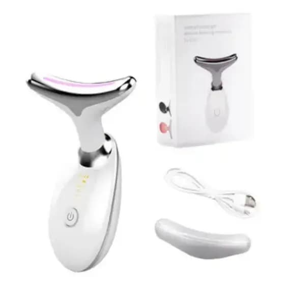 Massageador Elétrico Facial e Pescoço 7 Modos USB – Reduz Linhas, Estimula a Pele e Relaxa o Rosto