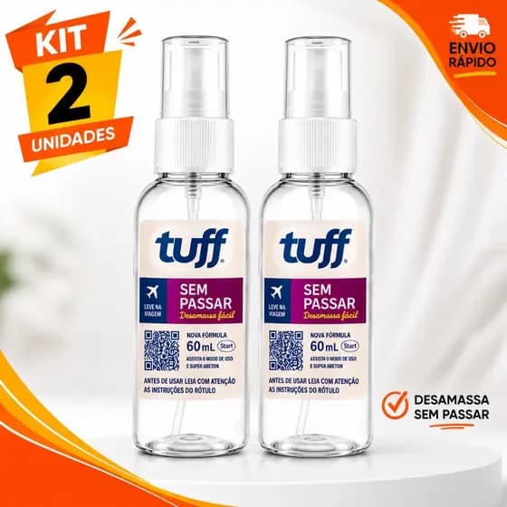 Kit 2 Tuff Sem Passar Spray 60ml Desamassa Fácil Para Roupas