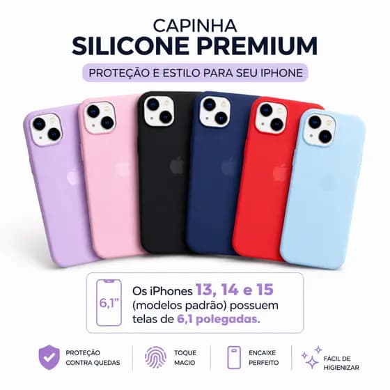 Case Capinha Silicone iPhone 11 13 14 15 Proteção Macia Premium Resistente