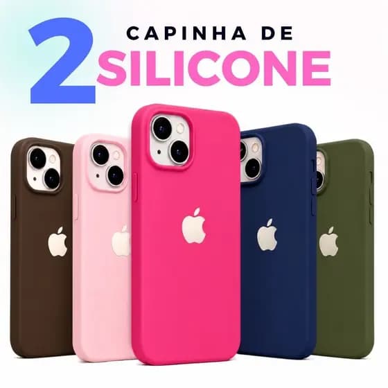 Kit 2 Case Capa Silicone Compatível com iPhone 11 13 14 15 Capinha Premium Aveludada