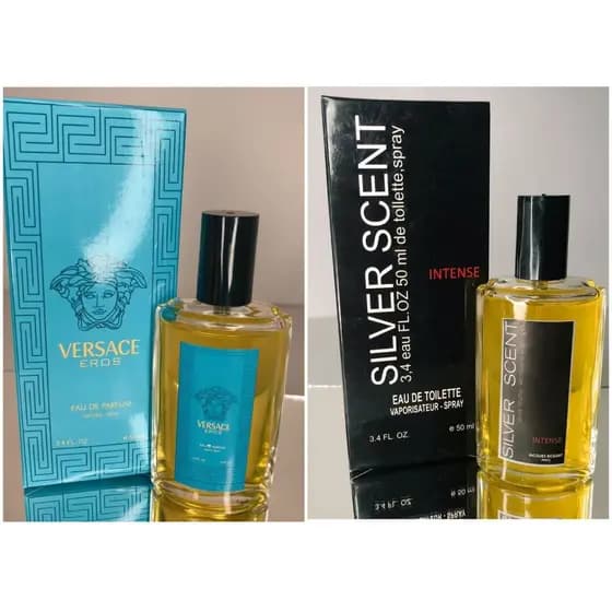 Kit 2 Perfumes Contratipo Silver Scent + Versace Ero sMasculino Alta Fixação