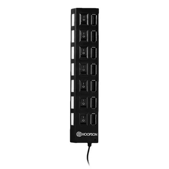 HUB USB HOOPSON HUB-007 C/ 7 PORTAS USB 2.0 + BOTÃO LIGA/DESLIGA
