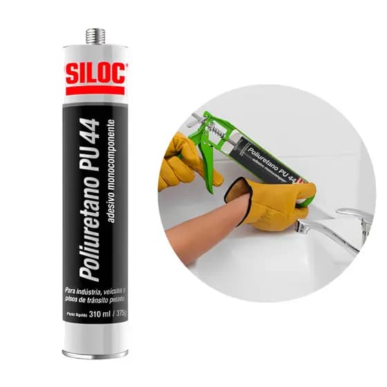 Cola PU 44 Selante de Poliuretano Reforçado Cor Cinza 344 g Vedação e União Laminados Base de Agua Siloc