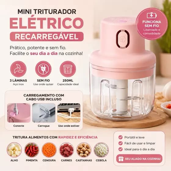 250ML - Mini Triturador Elétrico Recarregável PRO-8812