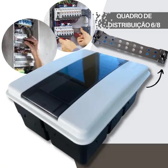Quadro elétrico de Distribuição 6/8 Disjuntores - Porta Fumê