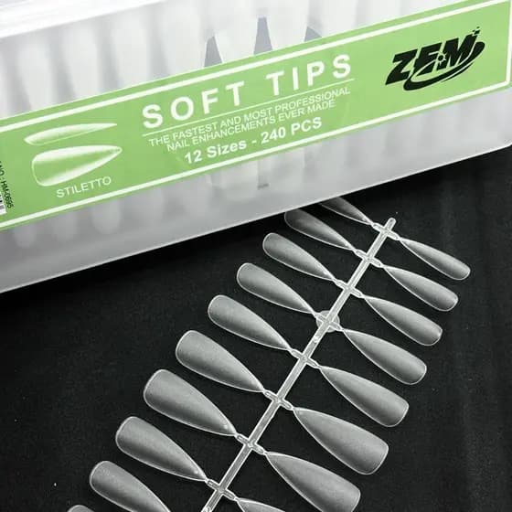 Unha Postiça Soft Gel Stiletto Fosca Zem Com 240 Unidades