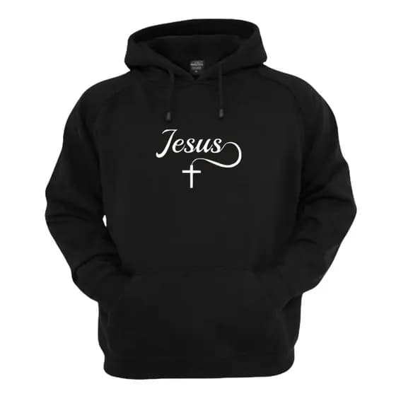 Moletom Blusa de Frio Canguru Cruz Jesus Centralizada Cristã Gospel Unissex