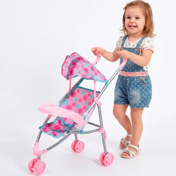 Carrinho De Boneca Brinquedo Infantil Dobrável Passeio