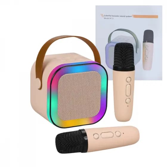 Caixa de Som Bluetooth Karaokê Portátil LED Com 02 Microfones ✨🔊