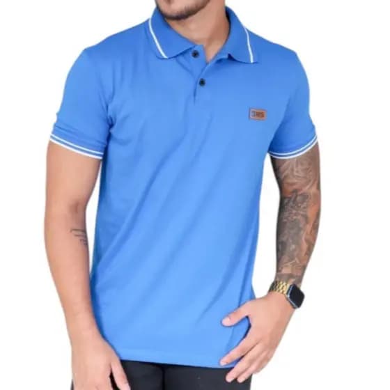 Camisa polo masculina adulto algodão