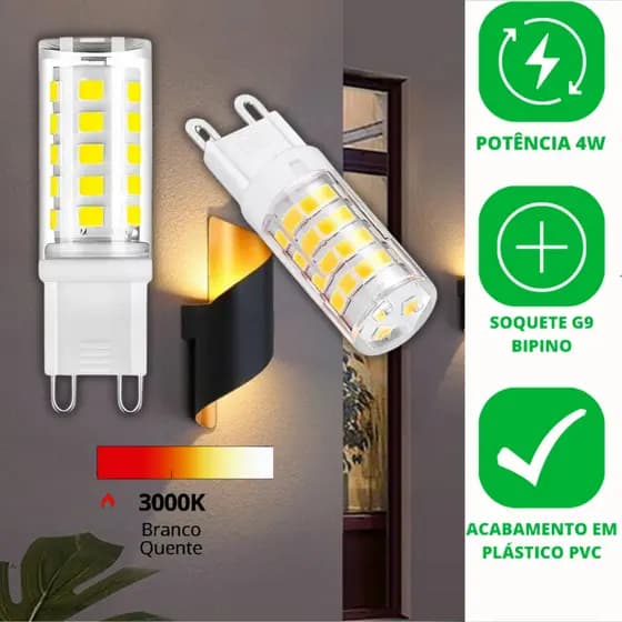 Lâmpada Led G9 4W Halopin 110V 220V Branco Quente 3000K 540 Lúmens Abertura 360°
