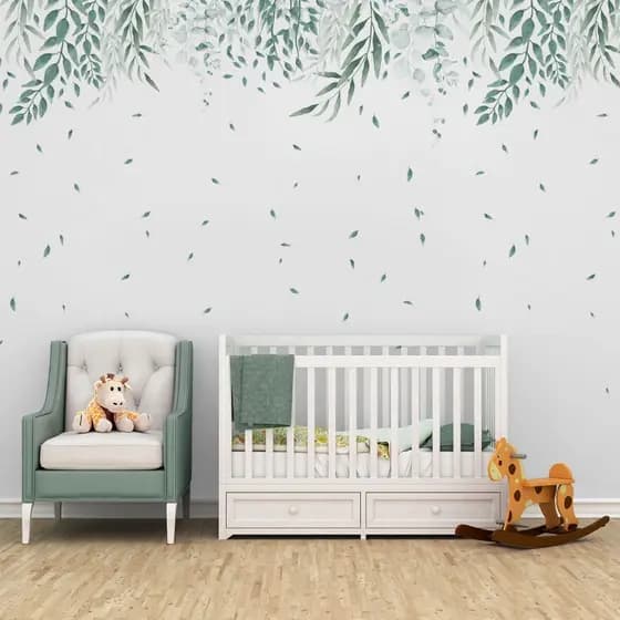 papel de parede jardim suspenso folhagens infantil