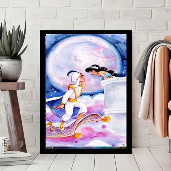 plaquinhas decorativas - Alladin e Jasmine - disney - personagens infantis