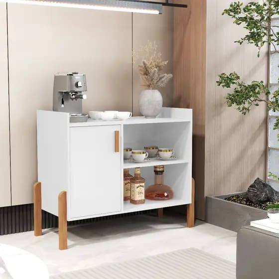 Aparador para Sala Cozinha Cantinho do Café Escritório Organizador Multiuso Armário Buffet Balcão Retro 1 Porta - Cores