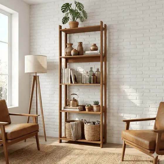 EXCLUSIVO - Estante Organizadora Livreiro Estilo Industrial MDP Escritorio Prateleira Sala Cozinha Decoração NATURE