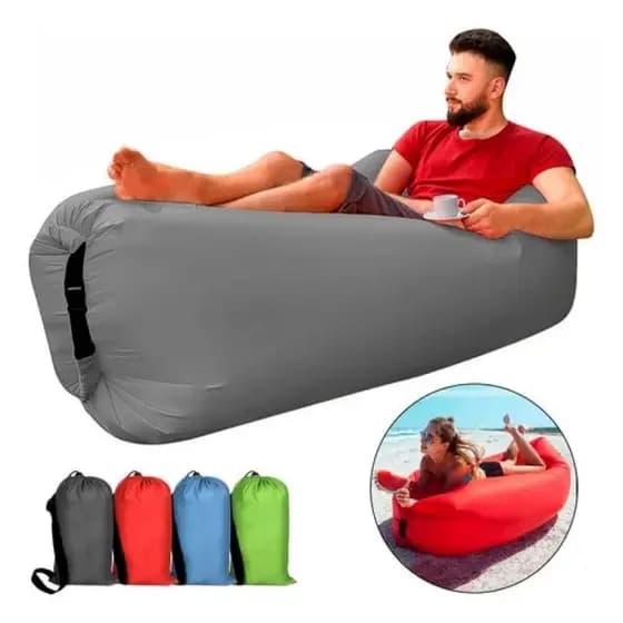 Colchão Sofá Inflável Puff Portátil Praia Camping Parque Cores:Rosa