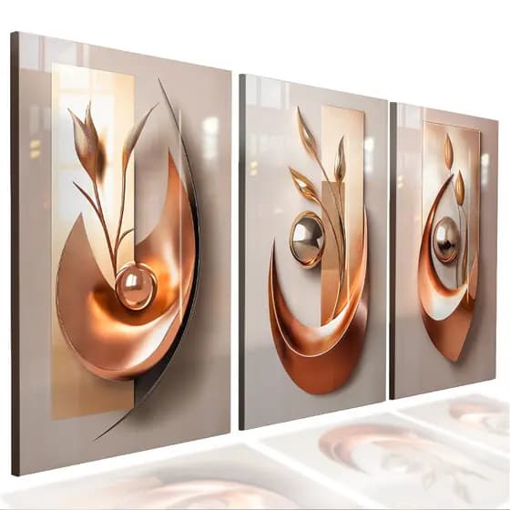 Quadro Decorativo Sala Quarto Formas Abstrato Flores Moderno
