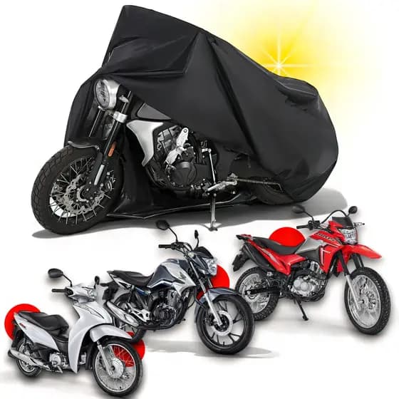 Capa Para Cobrir Moto em Couro Impermeável Protege Sol Chuva Poeira Riscos