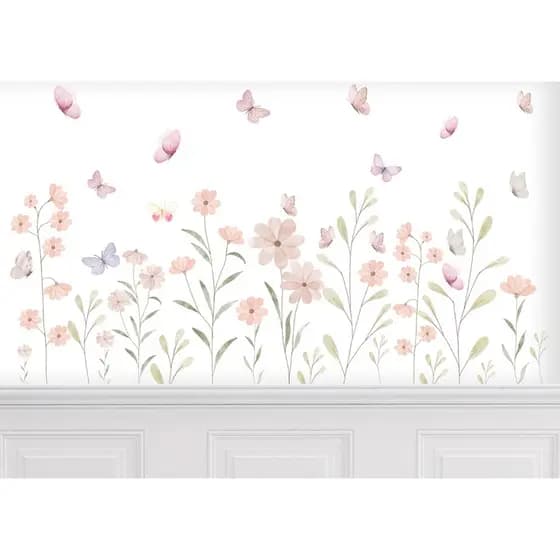 Adesivo Decorativo De Parede Em Recorte Sem Fundo Floral Borboletas