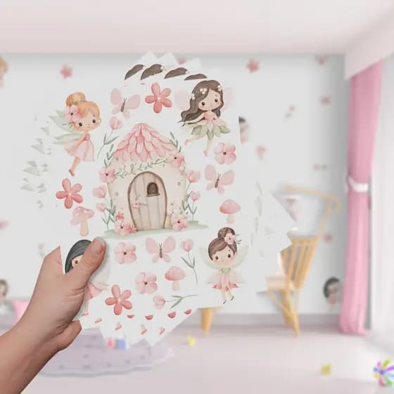 Adesivo De Parede Decorativo Infantil Fadas Jardim Encantado Quarto Menina
