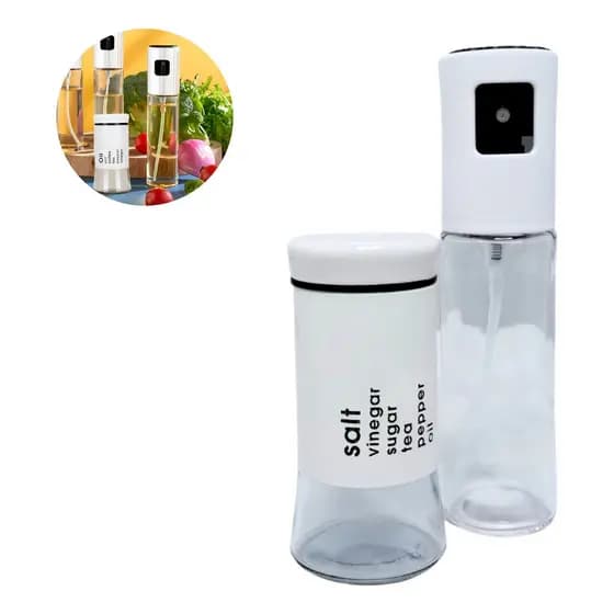 Conjunto Pulverizador Culinário e Porta-Tempero Branco 100ml