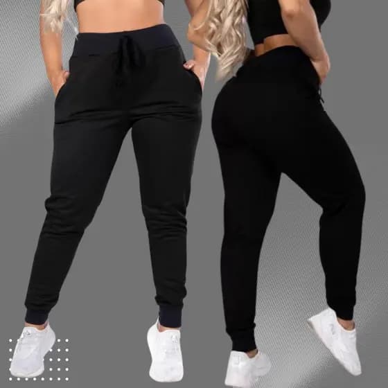 Calça Feminina Moletom Jogger Slim Flanelada Inverno Lisa Básica