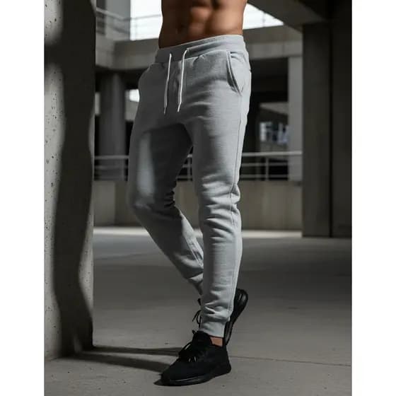 Calça Jogger Preta Cinza Masculina Moletom 100% Poliester Confortavel