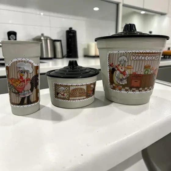 Conjunto de Cozinha Analeni 3 Peças Lixeira Porta Esponja e Porta Detergente
