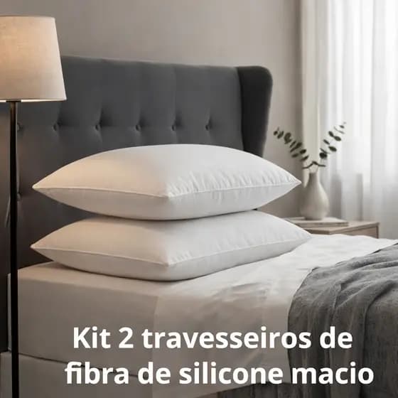 Travesseiro Kit 2 Travesseiros LuxConfort de fibra de silicone 50x70cm e 16 cm de Altura – Antialérgico Confortável
