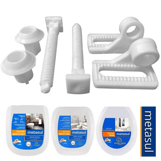 3 Kit de Fixação Parafuso Assento Sanitário Tampa Vaso Metasul 18 Peças