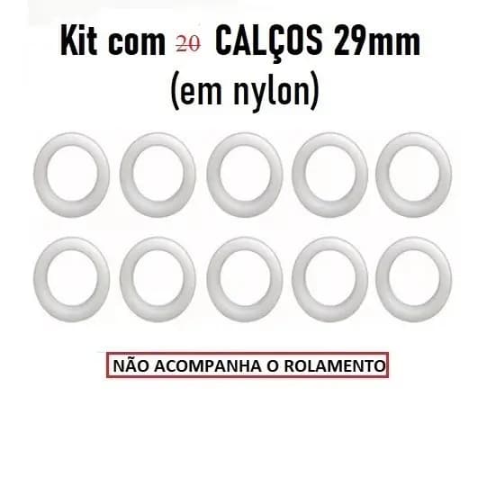 KIT com 20 CALÇOS 29mm para Rolamento 608